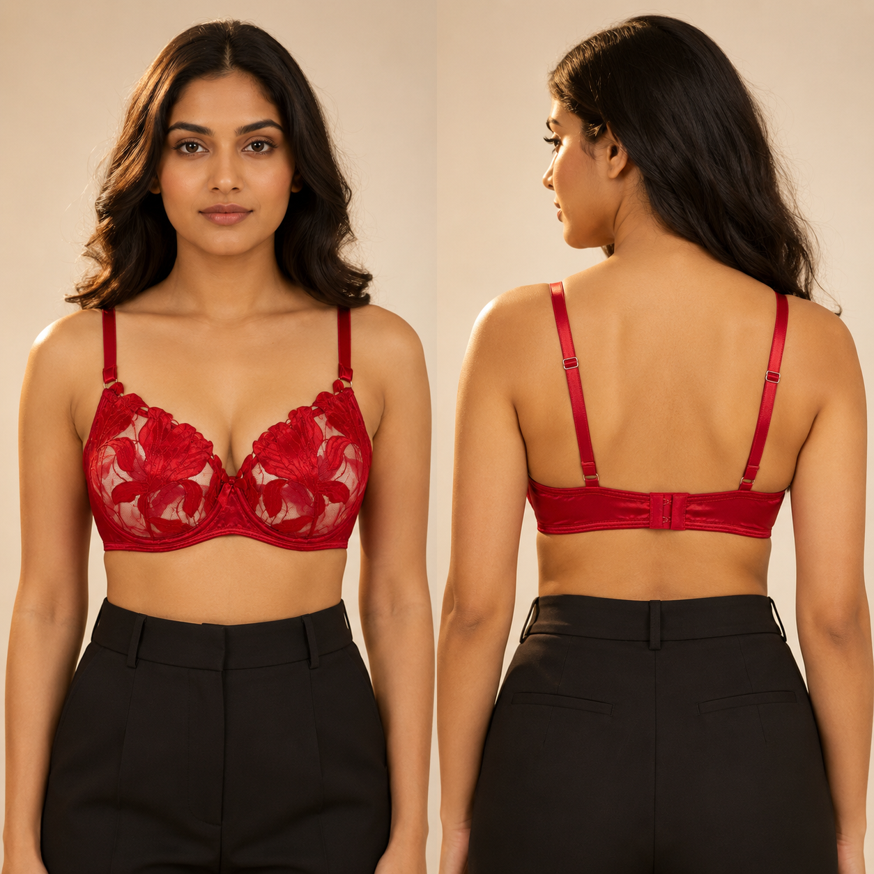 Florenza Floral Mesh Underwire Bra & Thong Set