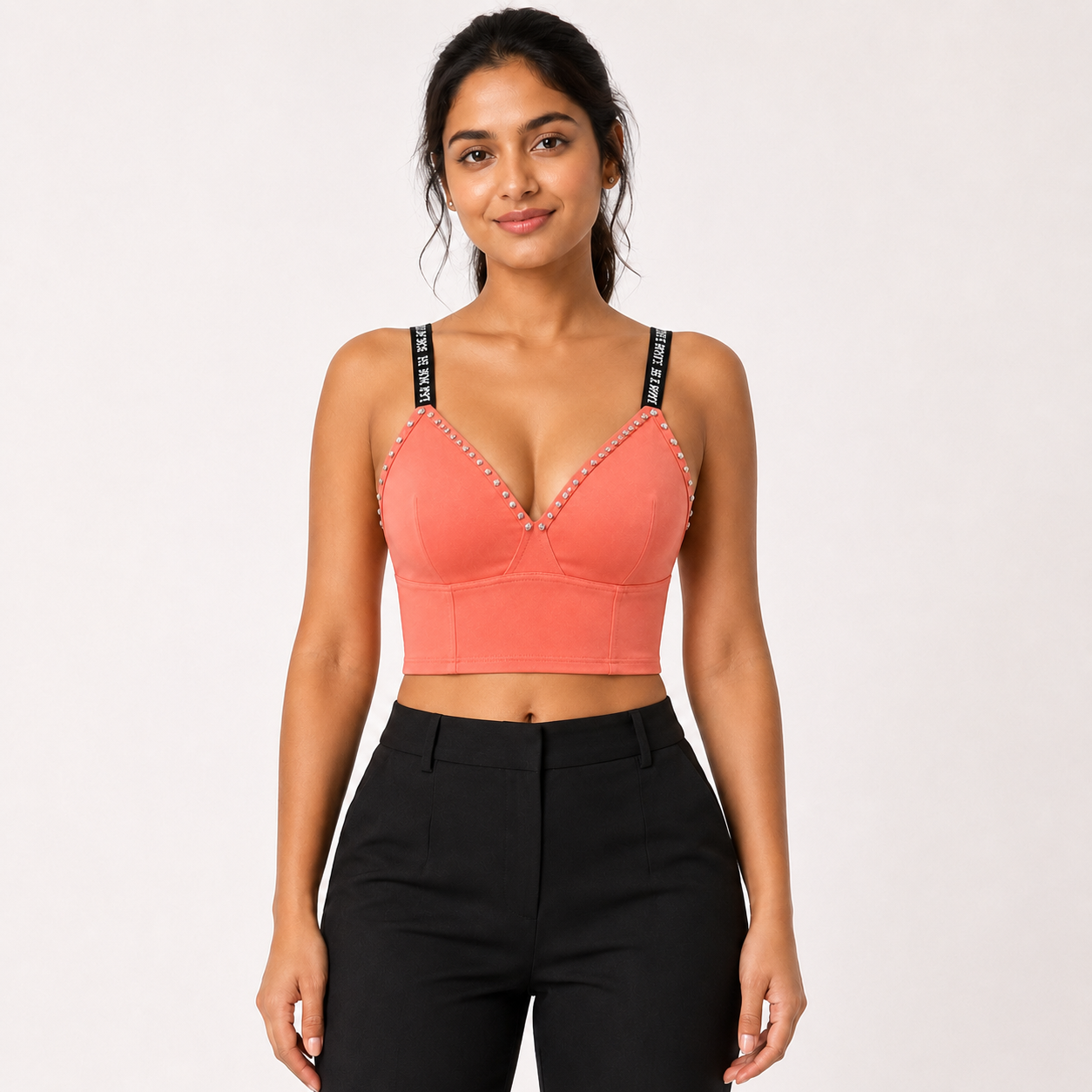 Eclat Crystal-Trim Short Crop Bra Top