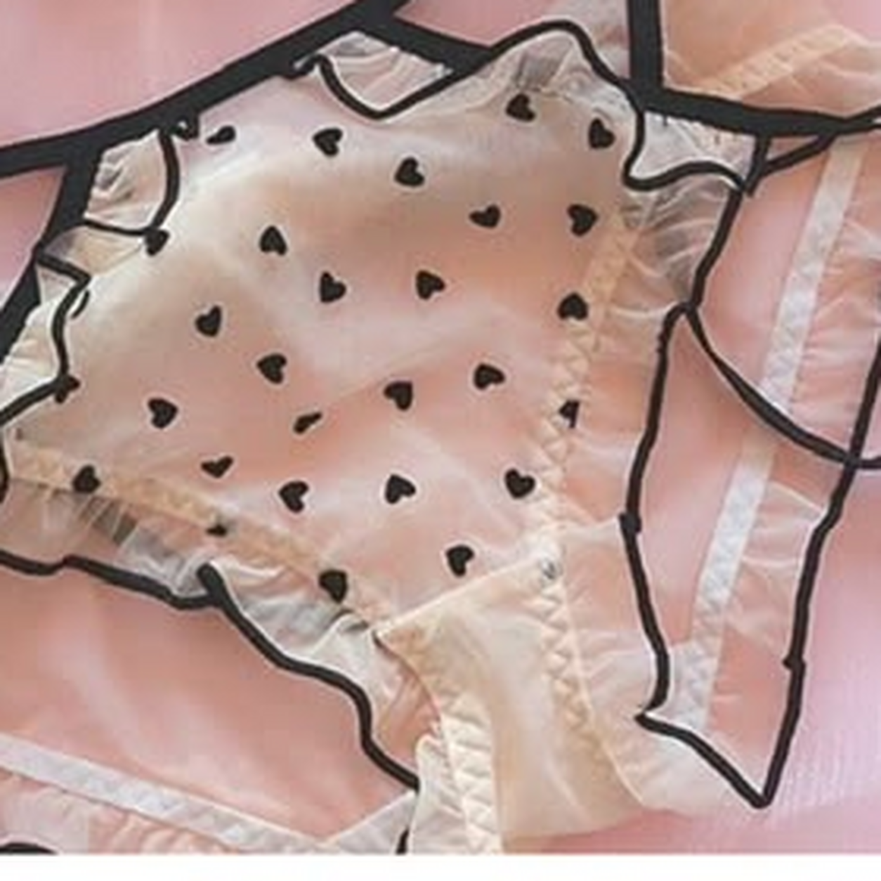 Coeur Noir Heart Print Mesh Longline Set