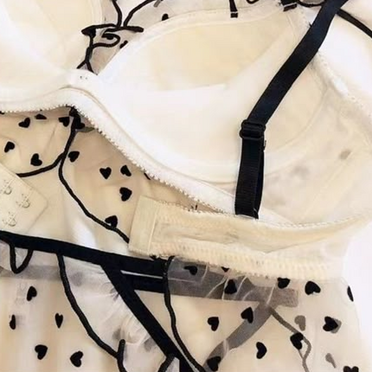 Coeur Noir Heart Print Mesh Longline Set