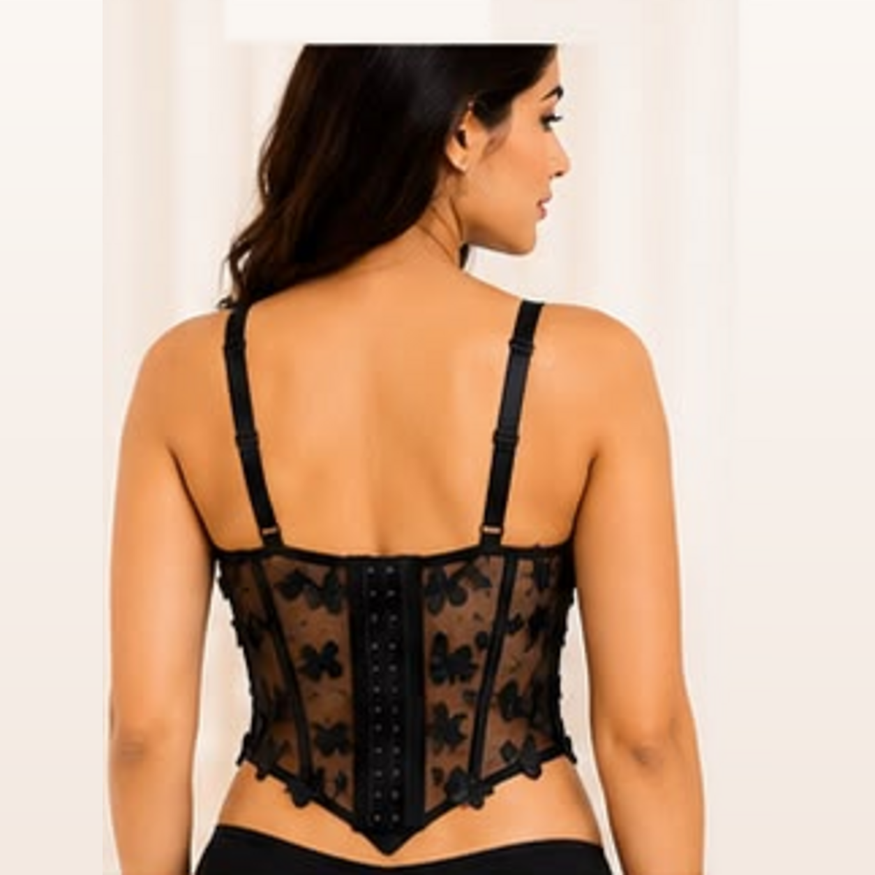 Papillon Butterfly Mesh V-Hem Crop Top