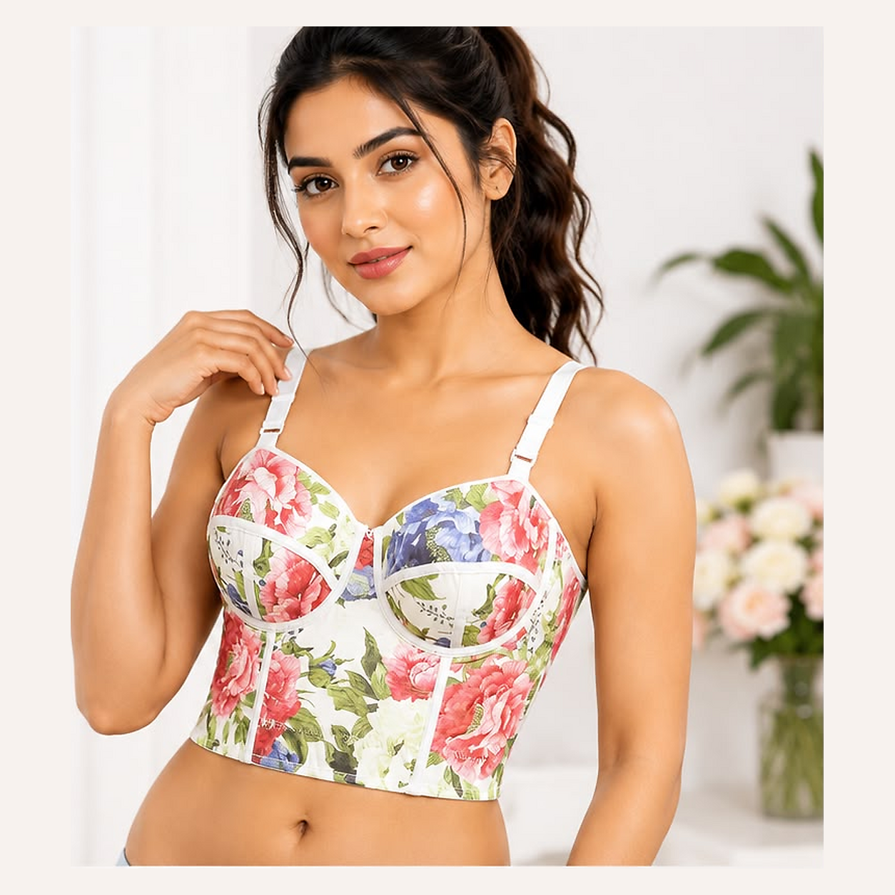 Fleur Active Floral Longline Support Bralette