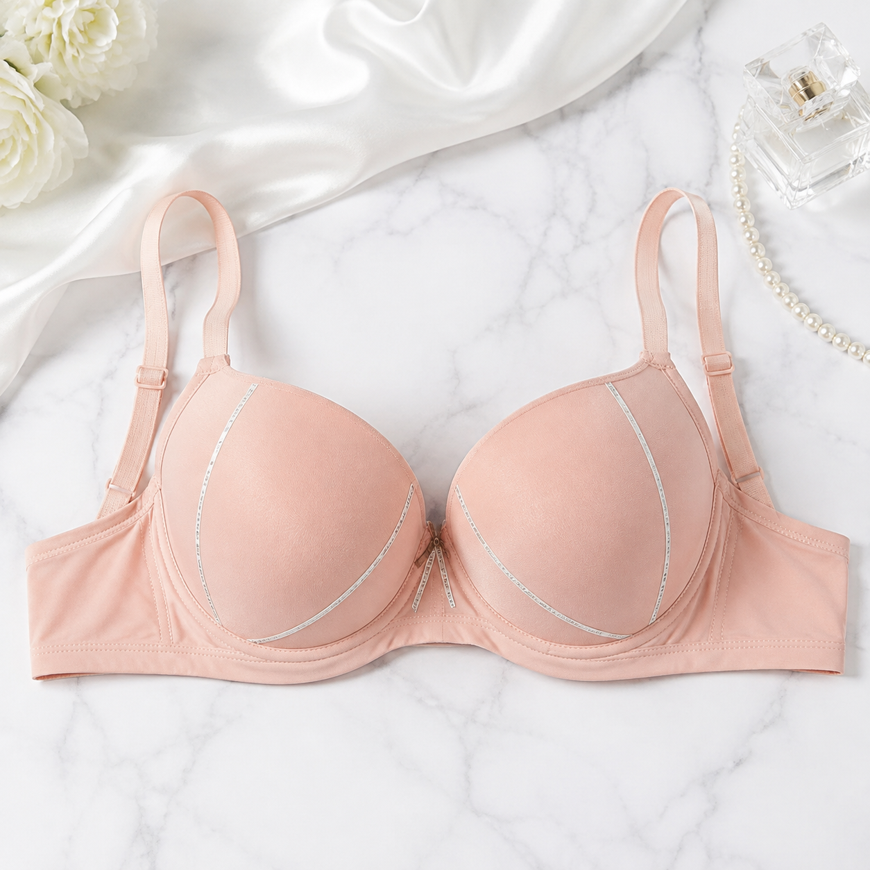 Vela Sculpt Silver-Piped Padded Push-Up Bra