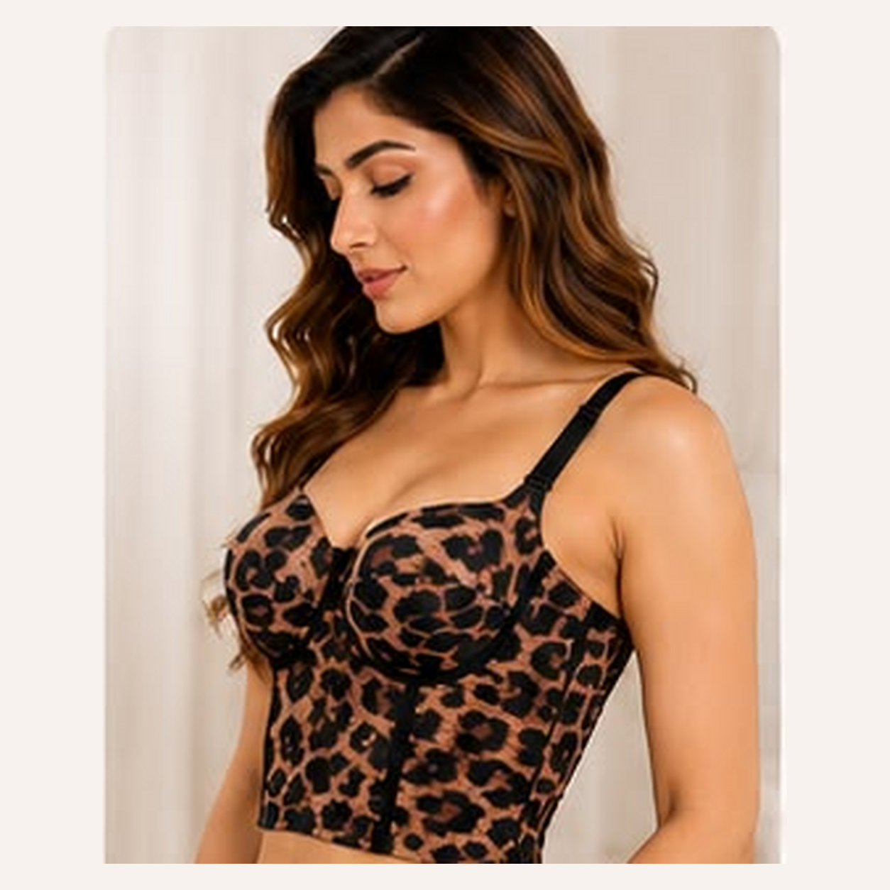 Elan Leopard Mesh Short Longline Lingerie Set