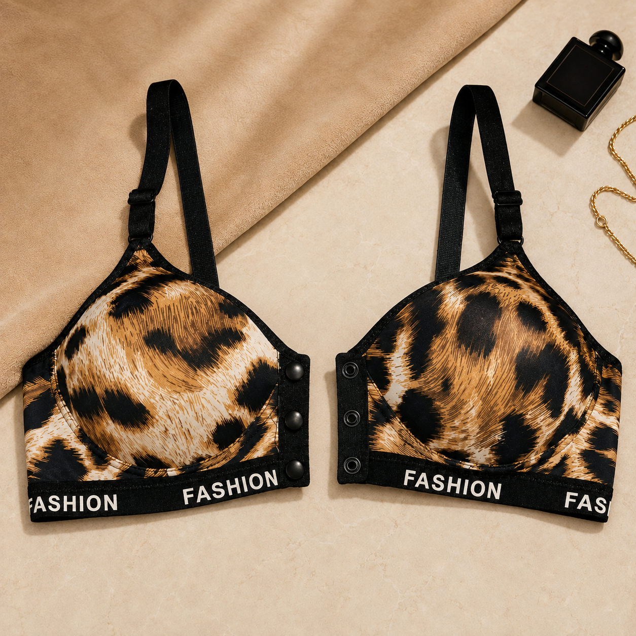 Feline Luxe Leopard Fashion-Band Support Bra