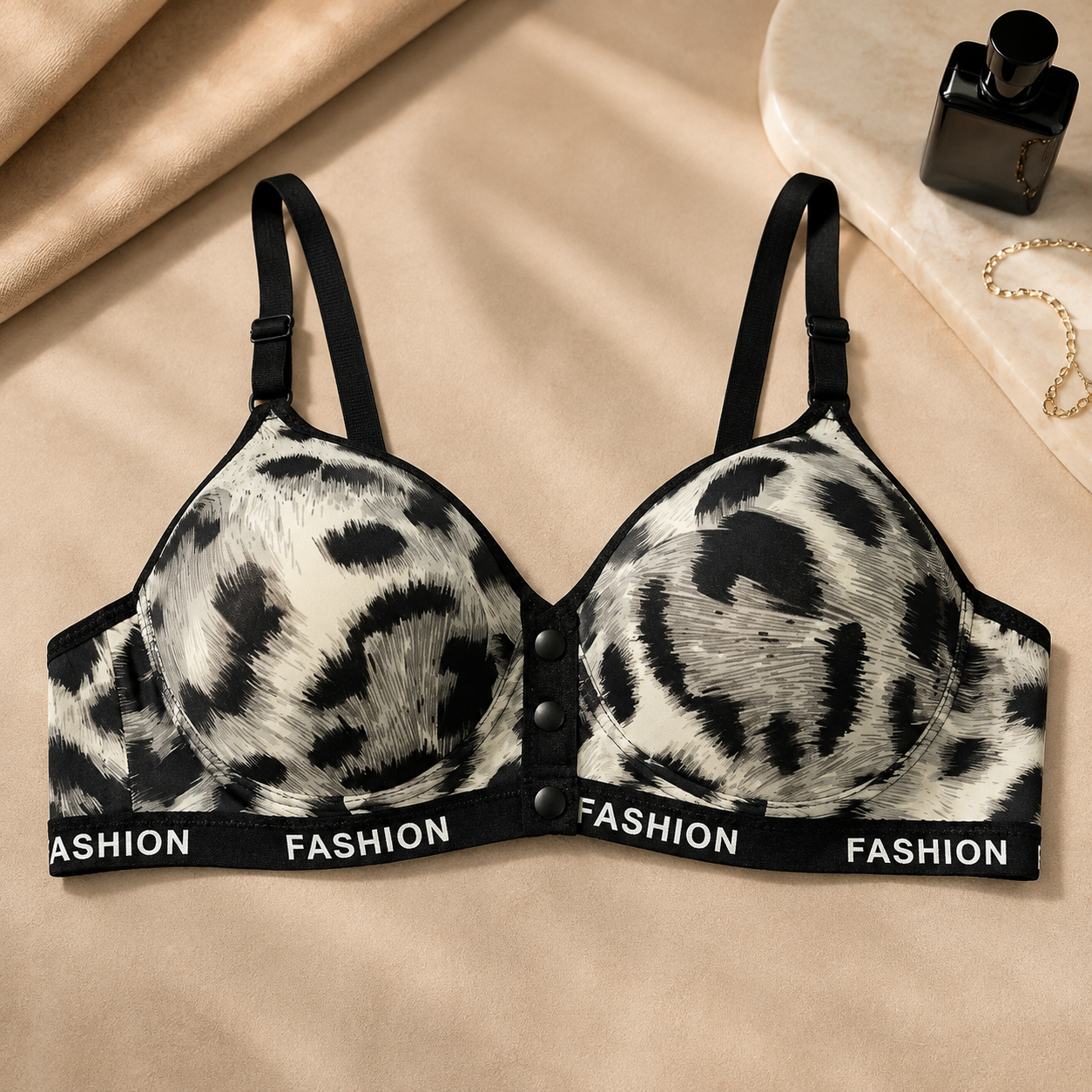 Feline Luxe Leopard Fashion-Band Support Bra