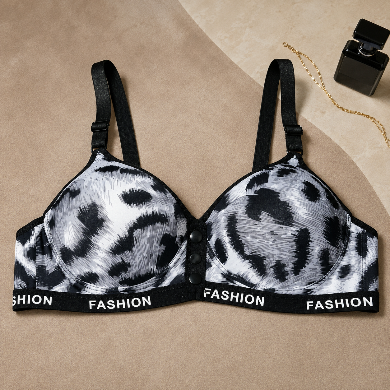 Feline Luxe Leopard Fashion-Band Support Bra