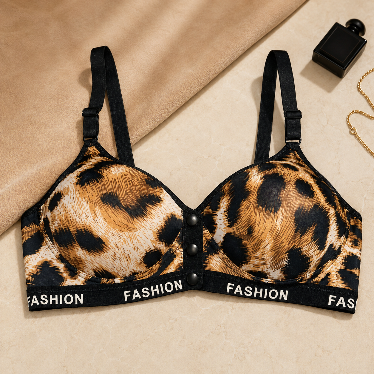 Feline Luxe Leopard Fashion-Band Support Bra