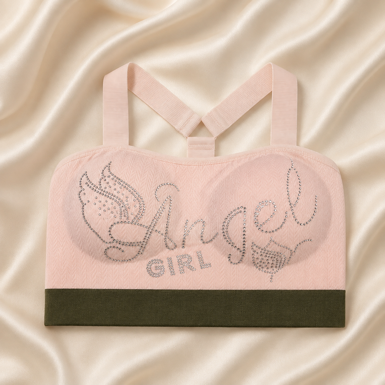 Angelique Angel Girl Rhinestone Cross-Back Crop Top