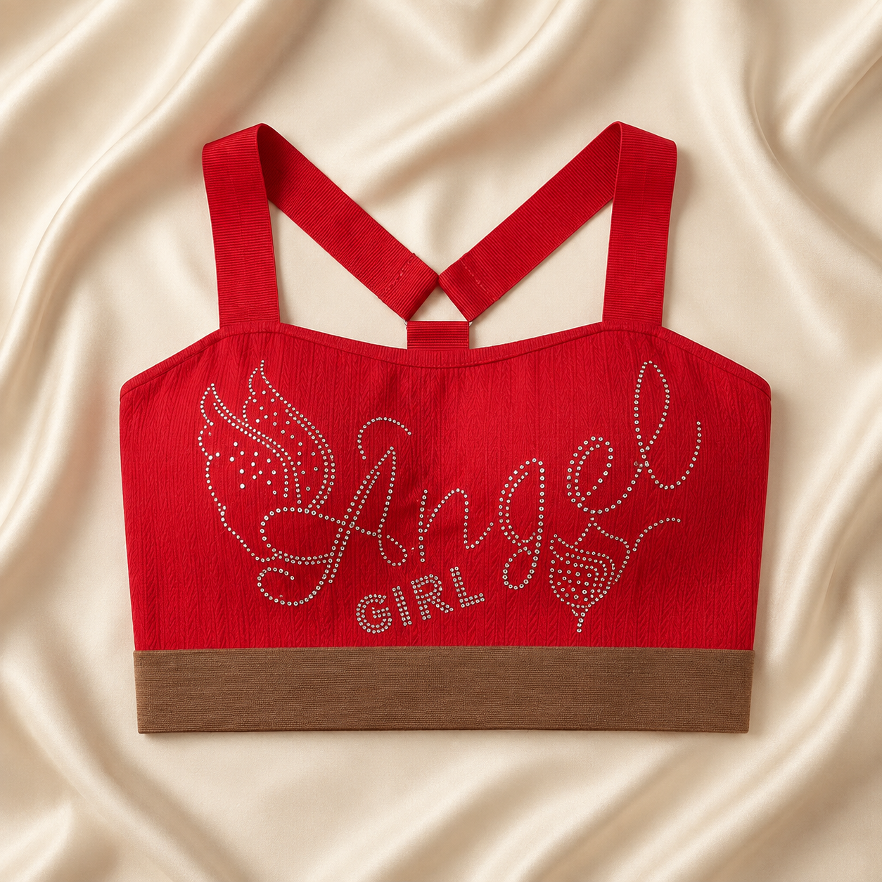 Angelique Angel Girl Rhinestone Cross-Back Crop Top
