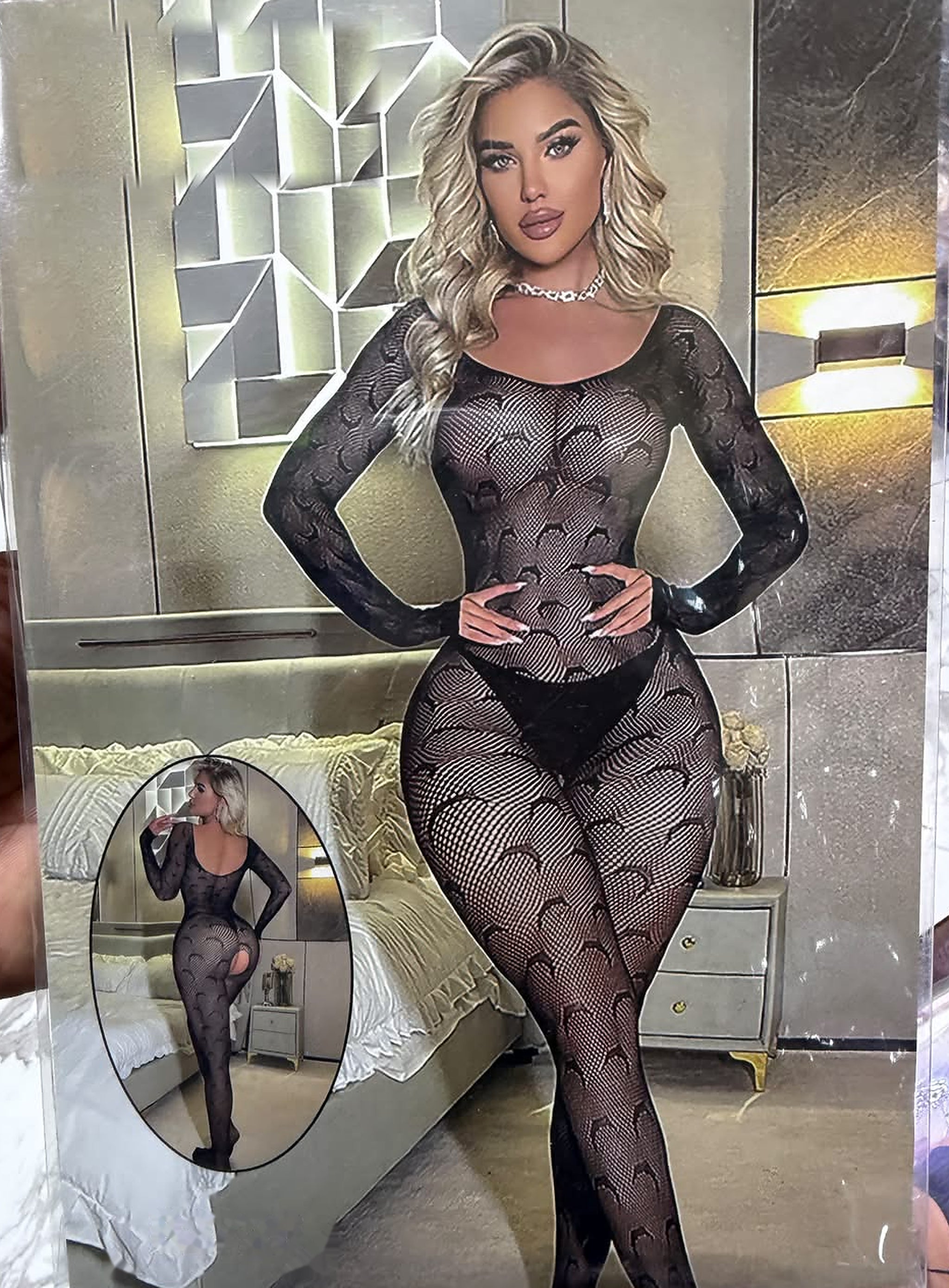 INUNDER Midnight Muse Long-Sleeve Floral Fishnet Bodystocking – Full-Length Catsuit